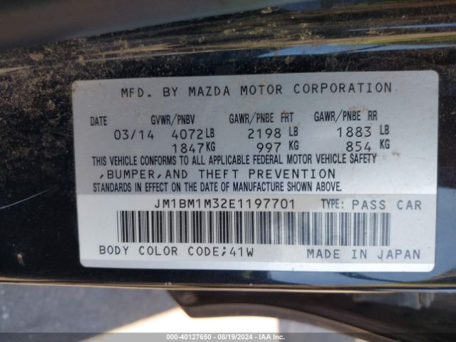 JM1BM1M32E1197701 Mazda Mazda3 S Grand Touring