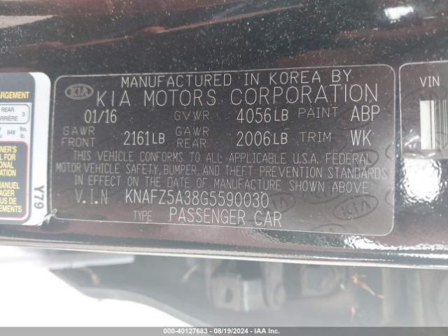 KNAFZ5A38G5590030 KIA FORTE SX