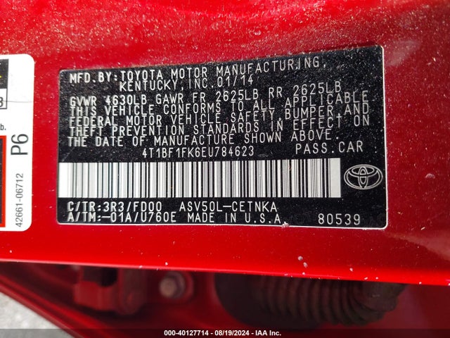 Toyota CAMRY LE 2014 4T1BF1FK6EU784623 Image 9