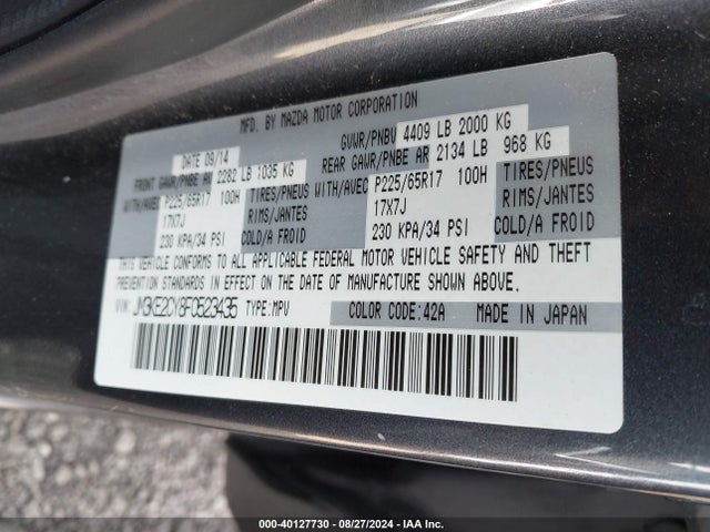 Mazda Cx-5 Touring 2015 JM3KE2CY8F0523435 Image 9