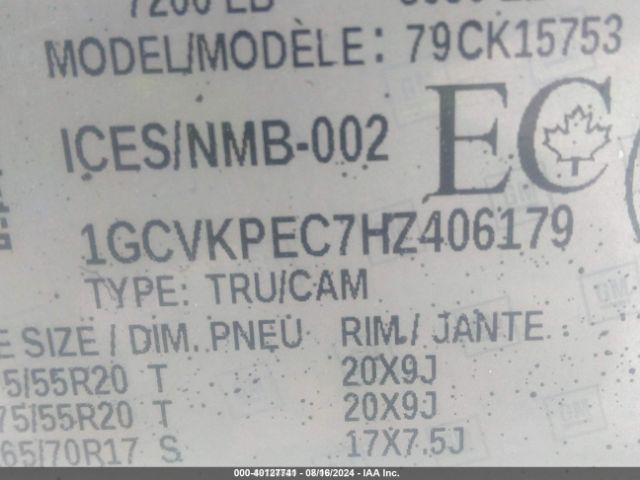 1GCVKPEC7HZ406179 Chevrolet Silverado 1500 Custom