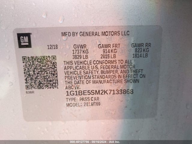 1G1BE5SM2K7133868 Chevrolet CRUZE LT