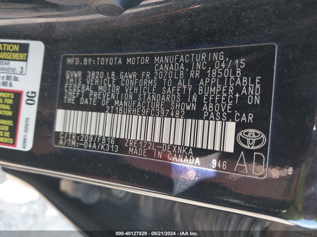 Toyota Corolla Le Plus 2015 2T1BURHE9FC397482 Image 9