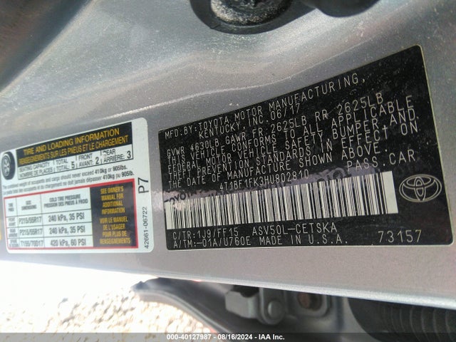 Toyota CAMRY SE 2017 4T1BF1FK3HU802810 Image 9