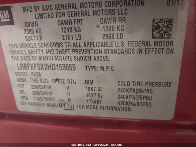 Buick Envision Premium Ii 2017 LRBFXFSX0HD153659 Image 9