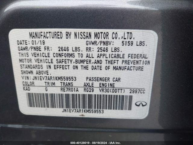 JN1EV7AR1KM559553 Infiniti Q50 3.0t Luxe