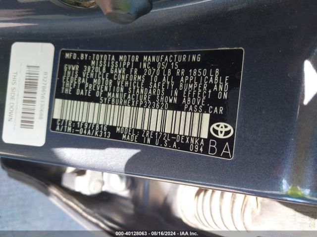 5YFBURHEXFP323620 Toyota COROLLA LE