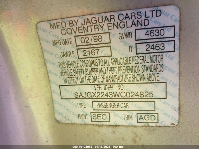 1998 JAGUAR XK8 SAJGX2243WC024825 Photo 8