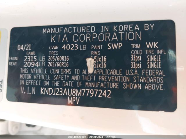 KNDJ23AU8M7797242 KIA SOUL LX