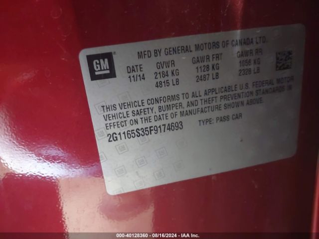 2G1165S35F9174693 Chevrolet IMPALA 2LZ