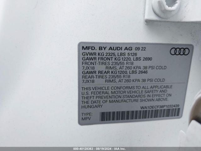 WA1DECF38P1032439 Audi Q3 Premium 45 Tfsi S Line Quattro Tiptronic
