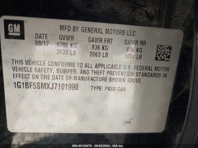 1G1BF5SMXJ7101990 Chevrolet Cruze Premier Auto