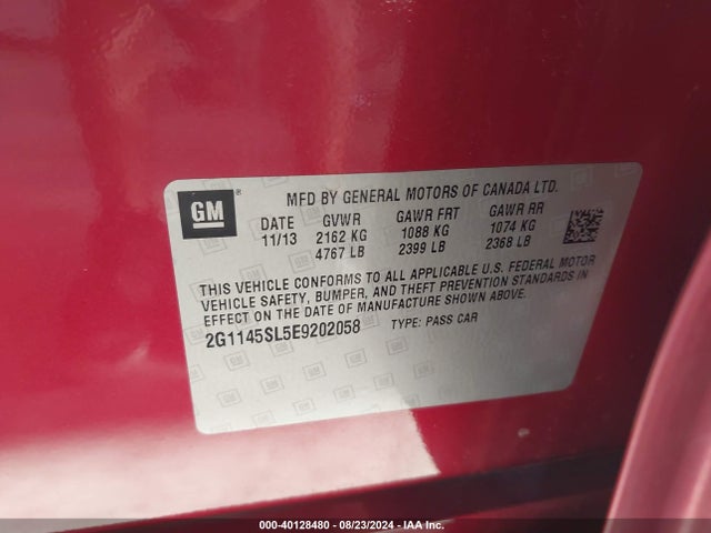 Chevrolet Impala 1lz 2014 2G1145SL5E9202058 Image 9