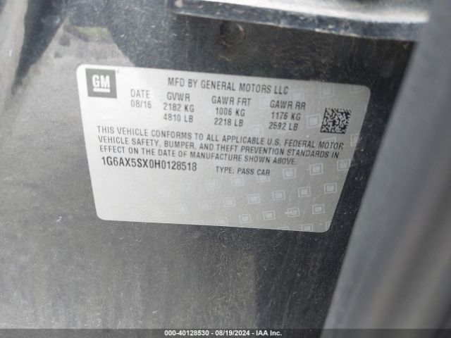 1G6AX5SX0H0128518 Cadillac CTS LUXURY