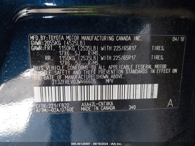 Toyota RAV4 LE 2018 2T3ZFREV0JW466605 Image 9