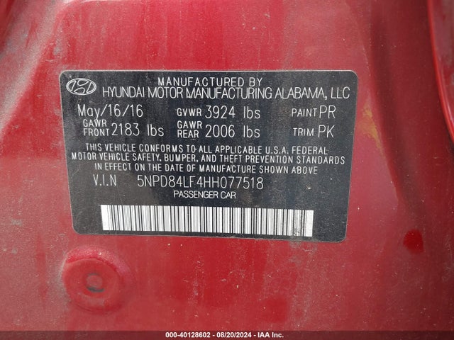 Hyundai ELANTRA SE 2017 5NPD84LF4HH077518 Image 9