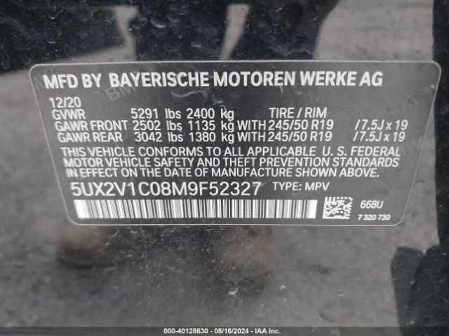 5UX2V1C08M9F52327 BMW X4 Xdrive30i