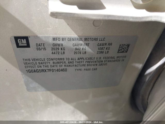 1G6AG5RX7F0140460 Cadillac Ats Standard