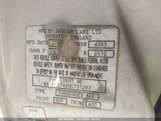 1995 JAGUAR XJ6 SAJHX1742SC737393 Photo 8