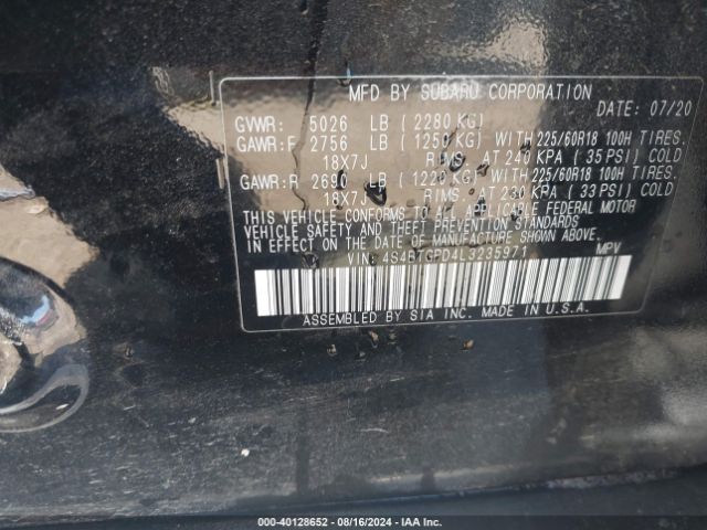 4S4BTGPD4L3235971 Subaru Outback Touring Xt