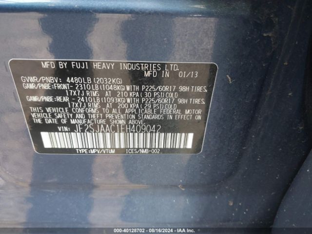 JF2SJAAC1EH409042 Subaru Forester 2.5i