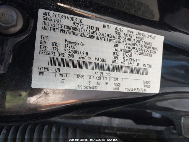 Ford Focus Titanium 2015 1FADP3J26FL273309 Image 9