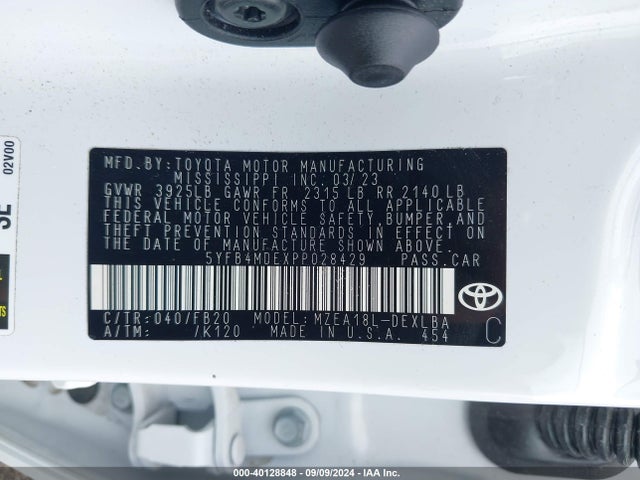 Toyota COROLLA LE 2023 5YFB4MDEXPP028429 Image 9