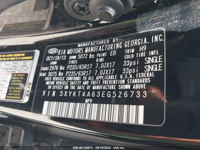 5XYKT4A63EG526733 KIA SORENTO LX