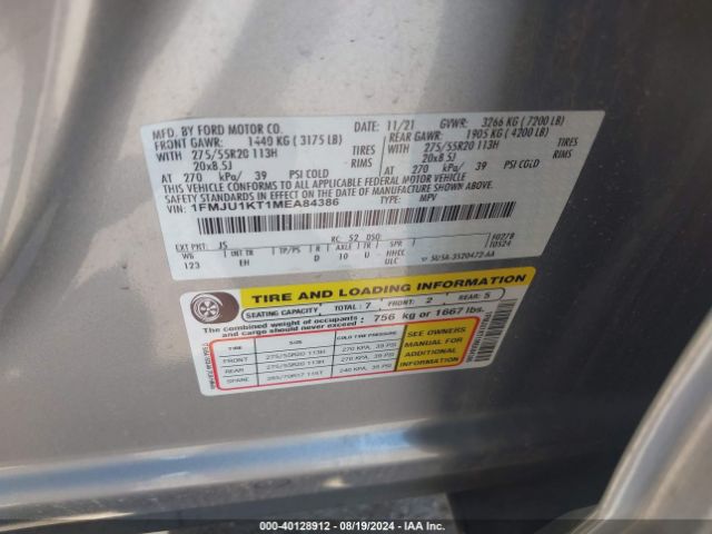1FMJU1KT1MEA84386 Ford Expedition Limited