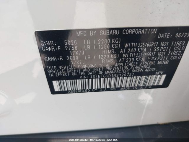 4S4BTGUD1R3120757 Subaru Outback Wilderness