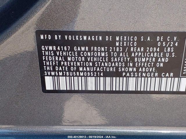3VW5M7BU5RM095214 Volkswagen Jetta 1.5t S