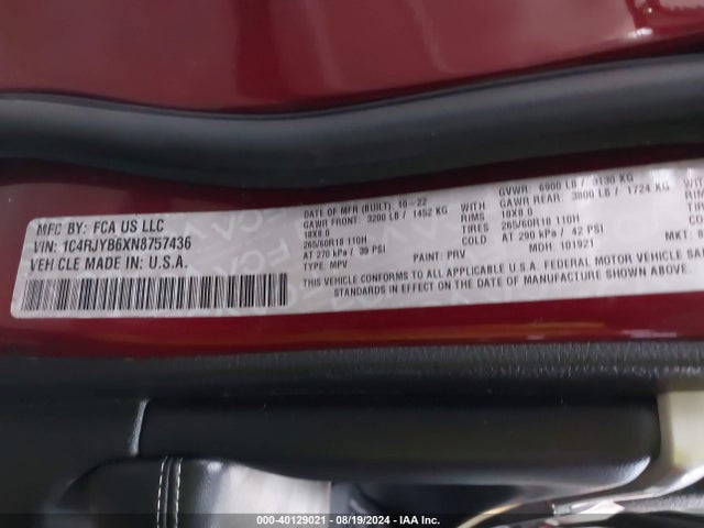 1C4RJYB6XN8757436 Jeep Grand Cherokee 4xe Limited 4x4