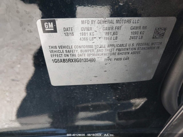 1G6AB5RX8G0135400 Cadillac Ats Luxury Collection