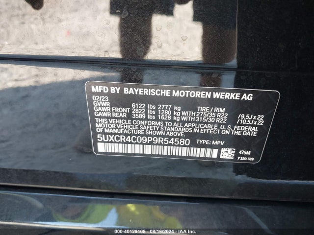 5UXCR4C09P9R54580 BMW X5 Sdrive40i