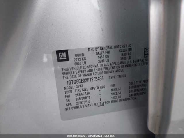 1GTG6CE32F1205484 GMC CANYON SLT