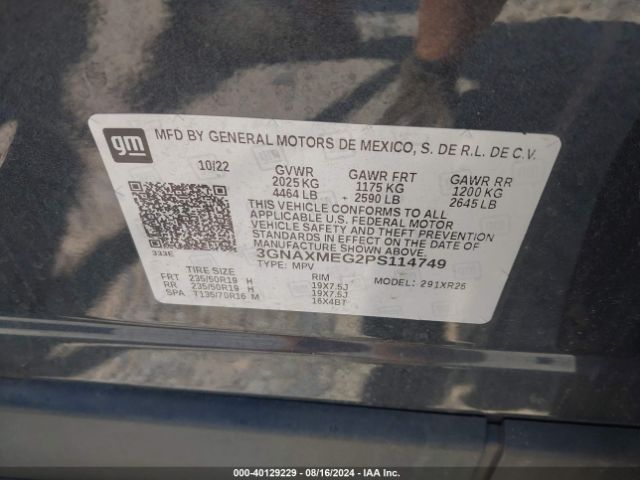 3GNAXMEG2PS114749 Chevrolet Equinox Fwd Rs