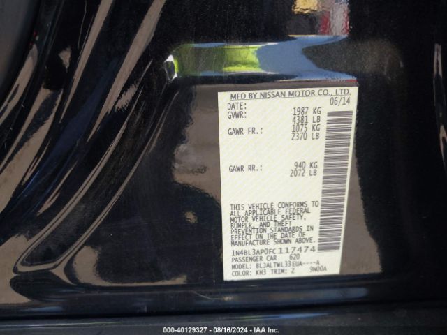 1N4BL3AP0FC117474 Nissan Altima 3.5 Sl
