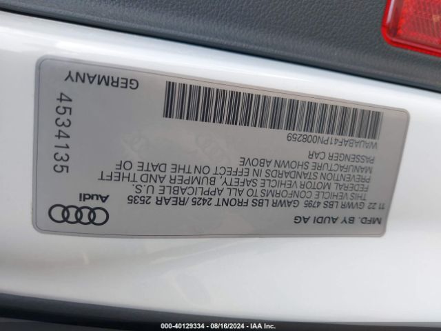 WAUABAF41PN008259 Audi A4 Premium 40 Tfsi Quattro S Tronic