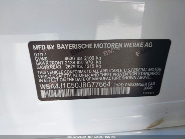 WBA4J1C50JBG77664 BMW 430i Gran Coupe