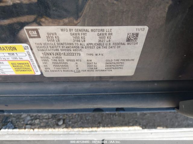 1GNKVJKD1EJ222779 Chevrolet Traverse Ltz