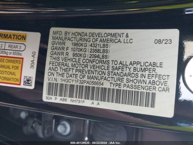 1HGCY1F32PA056654 Honda ACCORD EX
