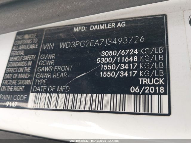 WD3PG2EA7J3493726 Mercedes-Benz Metris