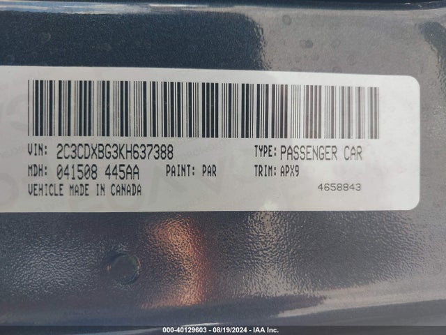 Dodge Charger Sxt Rwd 2019 2C3CDXBG3KH637388 Image 9