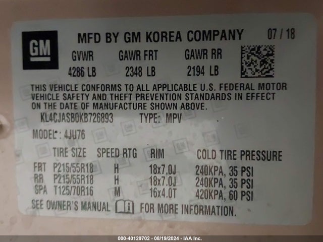 Buick Encore Fwd Preferred 2019 KL4CJASB0KB726893 Image 9