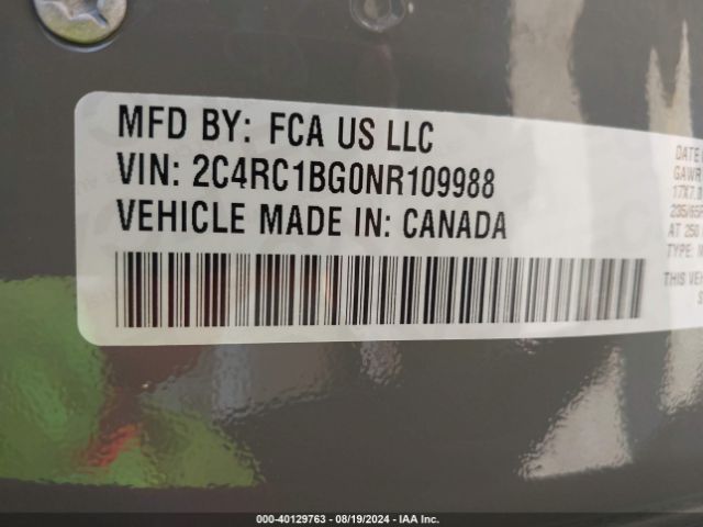 2C4RC1BG0NR109988 Chrysler Pacifica Touring L