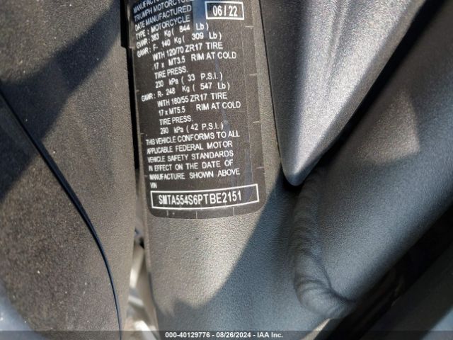 2023 TRIUMPH MOTORCYCLE STREET TRIPLE SMTA554S6PTBE2151 Photo 9