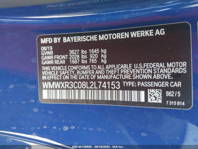 2020 MINI HARDTOP WMWXR3C08L2L74153 Photo 8