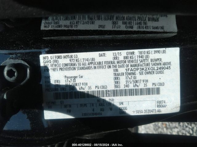1FADP3K2XGL249045 Ford FOCUS SE