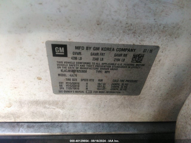 KL4CJBSB9FB253958 Buick Encore Convenience