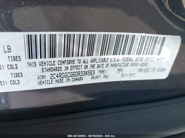 Dodge Grand Caravan Sxt 2016 2C4RDGCG6GR334563 Image 9